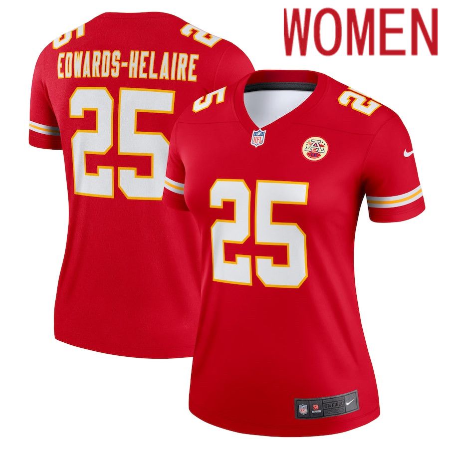 Women Kansas City Chiefs #25 Clyde Edwards-Helaire Nike Red Legend NFL Jersey